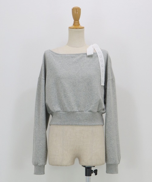 BLUEEAST（ブルーイースト）の「レースリボンオフショルスウェット（スウェット・レディース・アイボリー/ブラック/グレー・MEDIUM）」の20枚目の写真