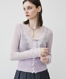 MONOe（モノエ）の「【季節の変わり目に◎】レース切り替えシアーカーディガン（カーディガン/ボレロ）」