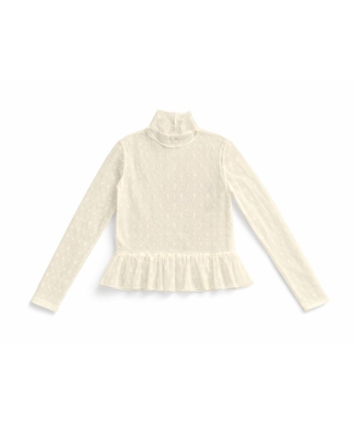 Jewelobe(ジュエローブ)の「フラワードットチュールペプラムシアートップス(Tシャツ/カットソー・レディース・ブラック/アイボリー・FREE)」の10枚目の写真