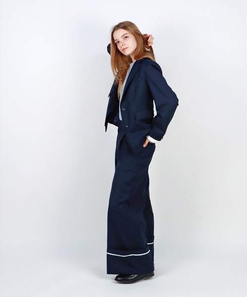 mieya mieya(ミーヤミーヤ)の「【mieya mieya】PREPPY CUFFS WIDE-LEG PT/プレッピーカフスワイドレッグパンツ(スラックス・レディース・キャメル/ネイビー・SMALL/MEDIUM)」の10枚目の写真