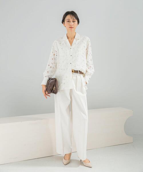 URBAN RESEARCH ROSSO WOMEN(アーバンリサーチ ロッソ)の「オープンカラーレースシャツ(シャツ/ブラウス・レディース・オフホワイト・FREE)」の4枚目の写真