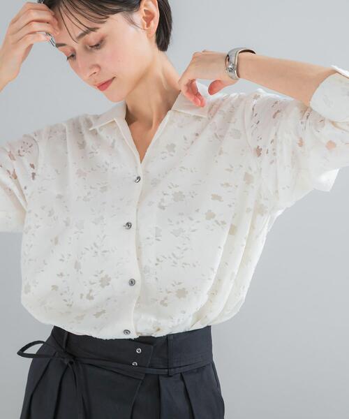 URBAN RESEARCH ROSSO WOMEN(アーバンリサーチ ロッソ)の「オープンカラーレースシャツ(シャツ/ブラウス・レディース・オフホワイト・FREE)」の6枚目の写真