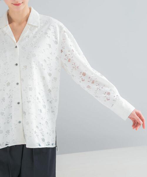 URBAN RESEARCH ROSSO WOMEN(アーバンリサーチ ロッソ)の「オープンカラーレースシャツ(シャツ/ブラウス・レディース・オフホワイト・FREE)」の12枚目の写真