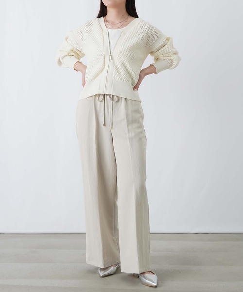 LUCA/LADY LUCK LUCA（ルカ/レディラックルカ）の「LC/LLL メッシュVネックカーディガン（ニット/セーター・レディース・サックスブルー/オフホワイト/グレー・FREE）」の5枚目の写真