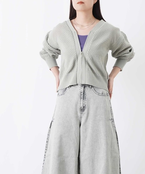 LUCA/LADY LUCK LUCA（ルカ/レディラックルカ）の「LC/LLL メッシュVネックカーディガン（ニット/セーター・レディース・サックスブルー/オフホワイト/グレー・FREE）」の10枚目の写真