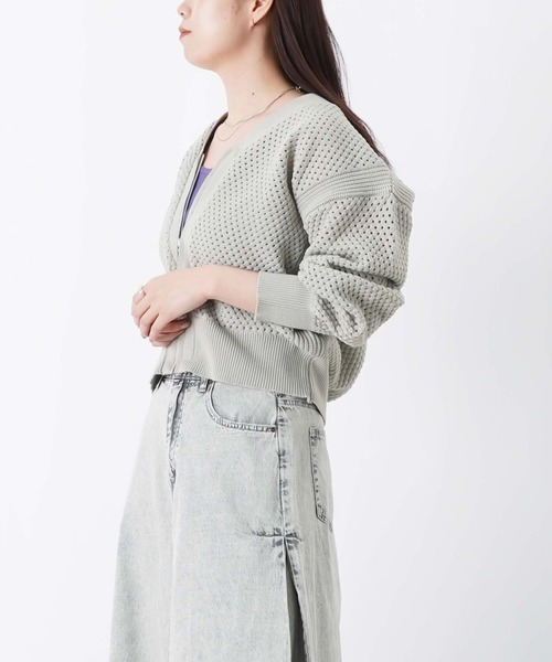 LUCA/LADY LUCK LUCA（ルカ/レディラックルカ）の「LC/LLL メッシュVネックカーディガン（ニット/セーター・レディース・サックスブルー/オフホワイト/グレー・FREE）」の15枚目の写真