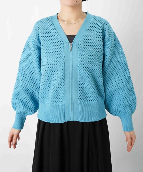 LUCA/LADY LUCK LUCA（ルカ/レディラックルカ）の「LC/LLL メッシュVネックカーディガン（ニット/セーター・レディース・サックスブルー/オフホワイト/グレー・FREE）」の21枚目の写真