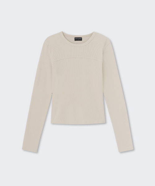 MUSINSA STANDARD WOMAN（ムシンサスタンダードウーマン）の「ウィメンズピグメントリブスリムクルーネック長袖Tシャツ[ダスティクリーム]（Tシャツ/カットソー・レディース・その他・MEDIUM/LARGE/SMALL/X-SMALL）」の4枚目の写真