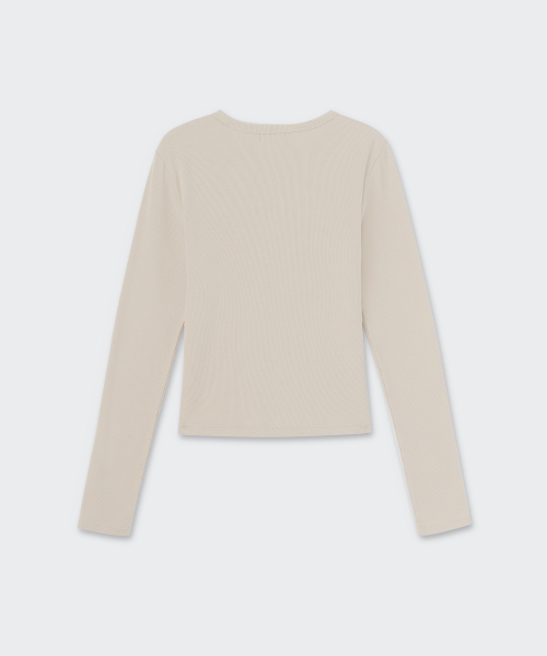MUSINSA STANDARD WOMAN（ムシンサスタンダードウーマン）の「ウィメンズピグメントリブスリムクルーネック長袖Tシャツ[ダスティクリーム]（Tシャツ/カットソー・レディース・その他・MEDIUM/LARGE/SMALL/X-SMALL）」の5枚目の写真