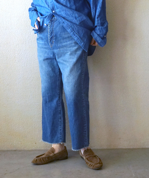 JOURNAL STANDARD LUXE(ジャーナルスタンダード ラックス)の「12OZデニム フラムパンツ(デニムパンツ・レディース・ネイビー・SMALL/LARGE/MEDIUM)」の2枚目の写真