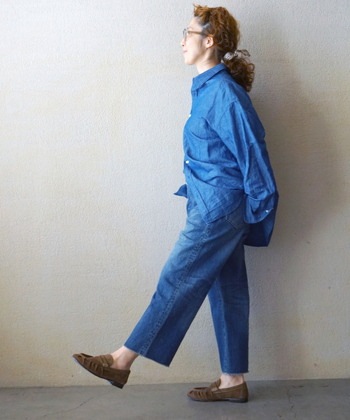 JOURNAL STANDARD LUXE(ジャーナルスタンダード ラックス)の「12OZデニム フラムパンツ(デニムパンツ・レディース・ネイビー・SMALL/LARGE/MEDIUM)」の3枚目の写真