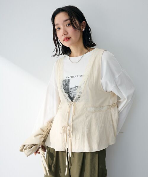 Green　Parks（グリーンパークス）の「ランジェリー風サテンビスチェ（その他トップス・レディース・ブラック/ホワイト系その他2・FREE）」の3枚目の写真