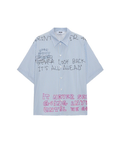 MSGM(エムエスジーエム)の「MSGMグラフィティ ストライプ ポプリンシャツ(シャツ/ブラウス・メンズ・ライトブルー・38/37)」の1枚目の写真