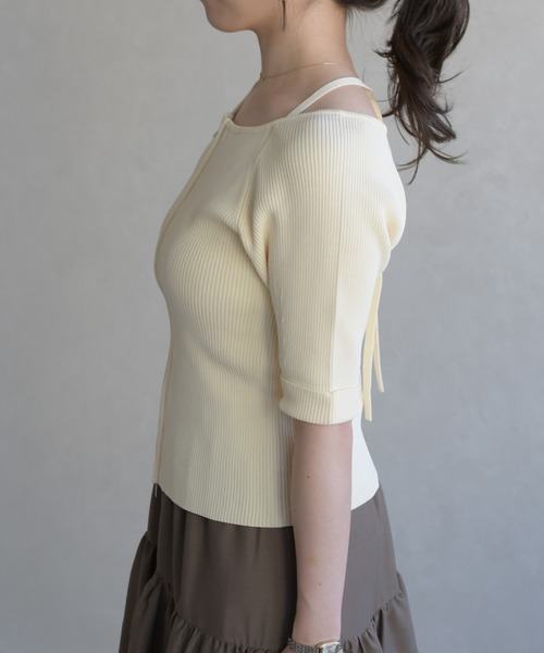 31 Sons de mode（トランテアン　ソン　ドゥ　モード）の「2026春夏新作 ホルターネックジップニット（ニット/セーター・レディース・グリーン/イエロー/ブラック・ﾌﾘ-）」の15枚目の写真