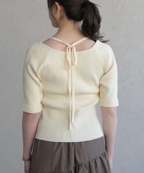 31 Sons de mode（トランテアン　ソン　ドゥ　モード）の「2026春夏新作 ホルターネックジップニット（ニット/セーター・レディース・グリーン/イエロー/ブラック・ﾌﾘ-）」の16枚目の写真