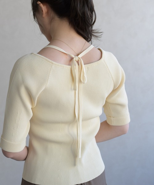 31 Sons de mode（トランテアン　ソン　ドゥ　モード）の「2026春夏新作 ホルターネックジップニット（ニット/セーター・レディース・グリーン/イエロー/ブラック・ﾌﾘ-）」の17枚目の写真