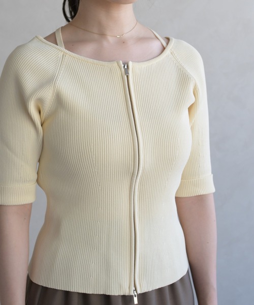 31 Sons de mode（トランテアン　ソン　ドゥ　モード）の「2026春夏新作 ホルターネックジップニット（ニット/セーター・レディース・グリーン/イエロー/ブラック・ﾌﾘ-）」の19枚目の写真