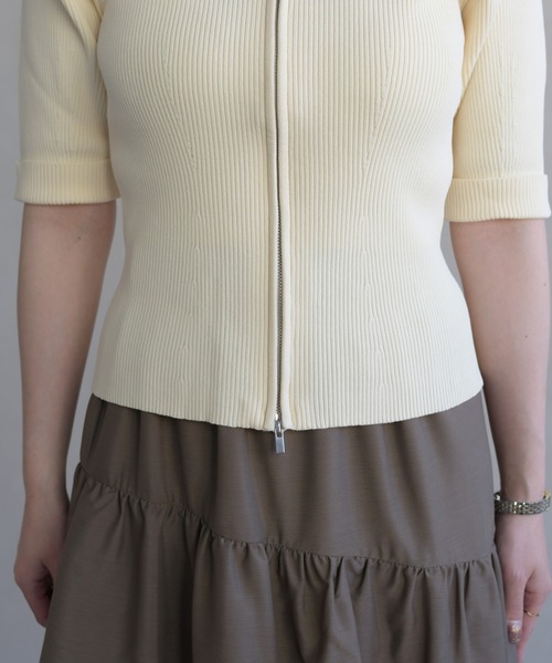 31 Sons de mode（トランテアン　ソン　ドゥ　モード）の「2026春夏新作 ホルターネックジップニット（ニット/セーター・レディース・グリーン/イエロー/ブラック・ﾌﾘ-）」の20枚目の写真