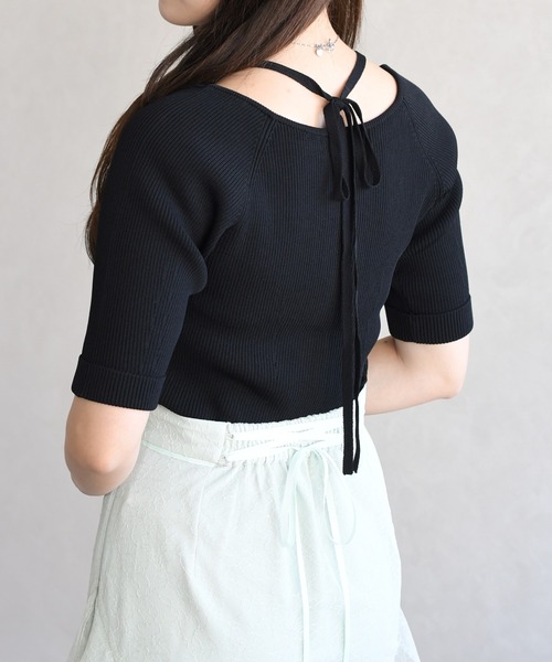 31 Sons de mode（トランテアン　ソン　ドゥ　モード）の「2026春夏新作 ホルターネックジップニット（ニット/セーター・レディース・グリーン/イエロー/ブラック・ﾌﾘ-）」の7枚目の写真