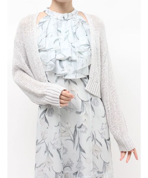 MERCURYDUO（マーキュリーデュオ）の「スカシ編ミラメコンボレロカーディガン（カーディガン/ボレロ・レディース・ピンク/ライトグレー/オフホワイト/ライトブルー/ブラック・FREE）」の3枚目の写真