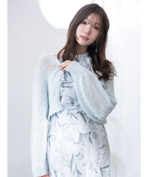 MERCURYDUO（マーキュリーデュオ）の「スカシ編ミラメコンボレロカーディガン（カーディガン/ボレロ・レディース・ピンク/ライトグレー/オフホワイト/ライトブルー/ブラック・FREE）」の4枚目の写真