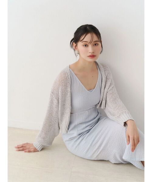MERCURYDUO(マーキュリーデュオ)の「スカシ編ミラメコンボレロカーディガン(カーディガン/ボレロ・レディース・ピンク/ライトグレー/オフホワイト/ライトブルー/ブラック・FREE)」の8枚目の写真