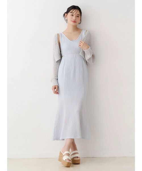 MERCURYDUO(マーキュリーデュオ)の「スカシ編ミラメコンボレロカーディガン(カーディガン/ボレロ・レディース・ピンク/ライトグレー/オフホワイト/ライトブルー/ブラック・FREE)」の10枚目の写真
