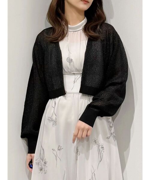 MERCURYDUO（マーキュリーデュオ）の「スカシ編ミラメコンボレロカーディガン（カーディガン/ボレロ・レディース・ピンク/ライトグレー/オフホワイト/ライトブルー/ブラック・FREE）」の6枚目の写真