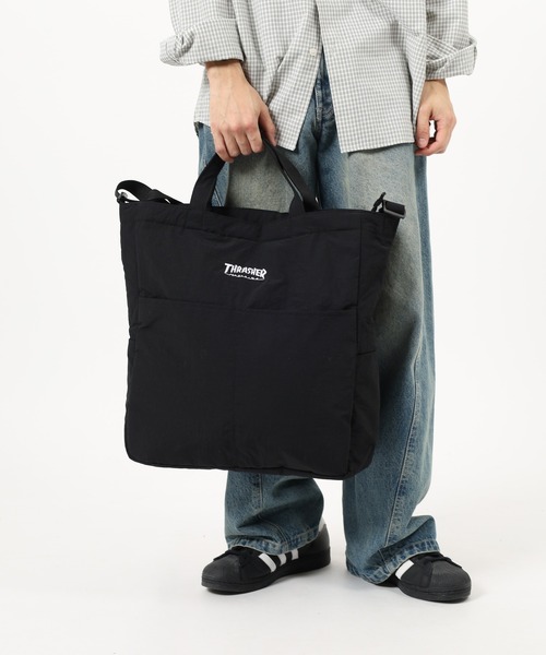 THRASHER(スラッシャー)の「THRASHER TOTE SHOULDER L 2WAY トート ショルダーバッグ(トートバッグ・メンズ・ブラック×ホワイト/ブラック系・FREE)」の20枚目の写真