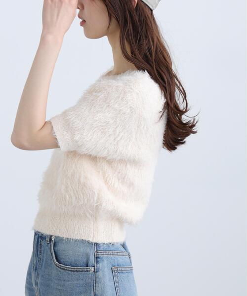 FREE'S MART（フリーズマート）の「◆前後２ＷＡＹシャギー半袖ニット（ニット/セーター・レディース・ネイビー/イエロー/ホワイト/グレー・FREE）」の7枚目の写真