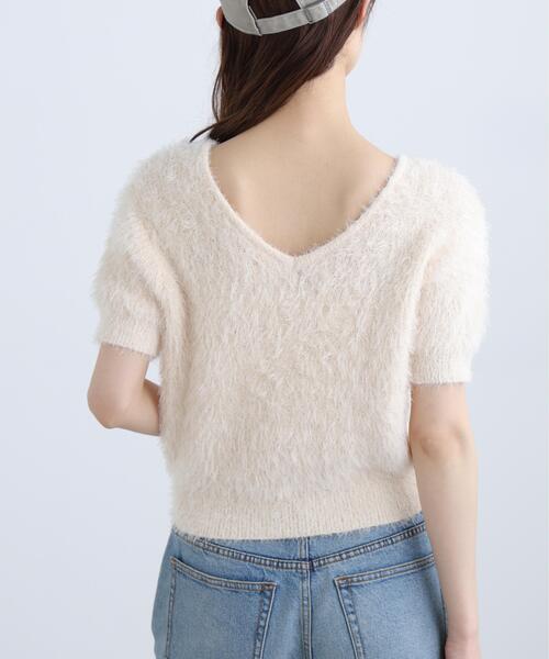 FREE'S MART（フリーズマート）の「◆前後２ＷＡＹシャギー半袖ニット（ニット/セーター・レディース・ネイビー/イエロー/ホワイト/グレー・FREE）」の8枚目の写真