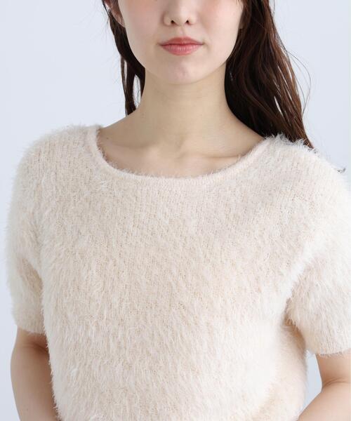 FREE'S MART（フリーズマート）の「◆前後２ＷＡＹシャギー半袖ニット（ニット/セーター・レディース・ネイビー/イエロー/ホワイト/グレー・FREE）」の9枚目の写真