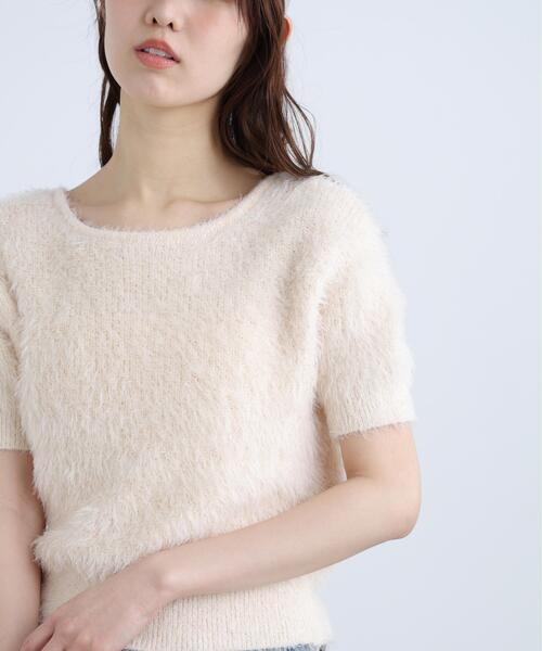 FREE'S MART（フリーズマート）の「◆前後２ＷＡＹシャギー半袖ニット（ニット/セーター・レディース・ネイビー/イエロー/ホワイト/グレー・FREE）」の10枚目の写真