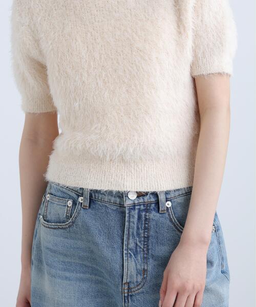 FREE'S MART（フリーズマート）の「◆前後２ＷＡＹシャギー半袖ニット（ニット/セーター・レディース・ネイビー/イエロー/ホワイト/グレー・FREE）」の11枚目の写真