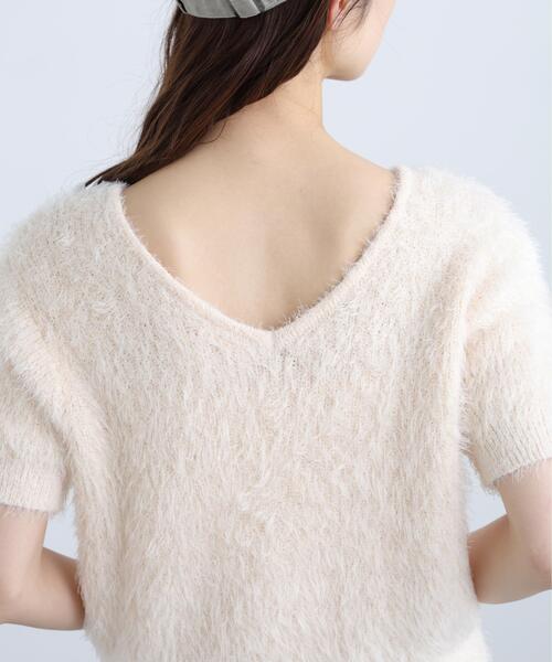 FREE'S MART（フリーズマート）の「◆前後２ＷＡＹシャギー半袖ニット（ニット/セーター・レディース・ネイビー/イエロー/ホワイト/グレー・FREE）」の12枚目の写真