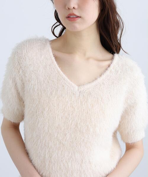 FREE'S MART（フリーズマート）の「◆前後２ＷＡＹシャギー半袖ニット（ニット/セーター・レディース・ネイビー/イエロー/ホワイト/グレー・FREE）」の13枚目の写真