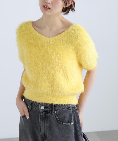 FREE'S MART（フリーズマート）の「◆前後２ＷＡＹシャギー半袖ニット（ニット/セーター・レディース・ネイビー/イエロー/ホワイト/グレー・FREE）」の16枚目の写真