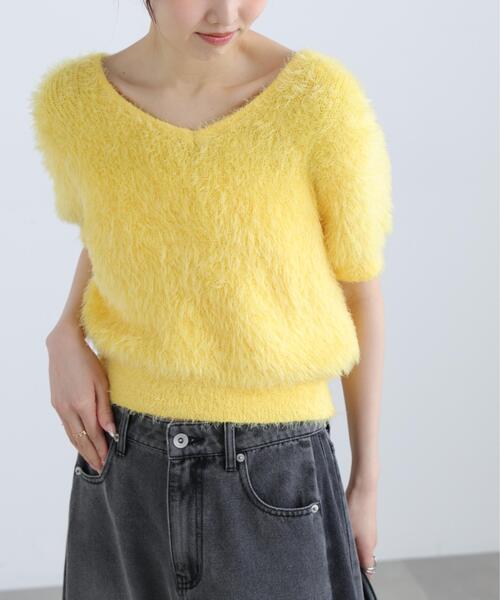 FREE'S MART（フリーズマート）の「◆前後２ＷＡＹシャギー半袖ニット（ニット/セーター・レディース・ネイビー/イエロー/ホワイト/グレー・FREE）」の18枚目の写真