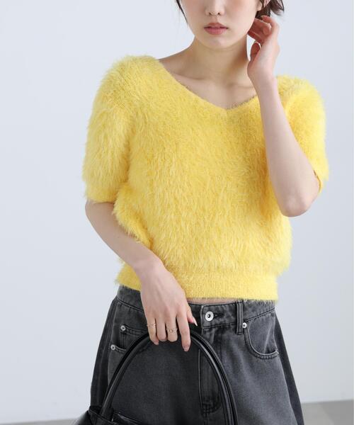 FREE'S MART（フリーズマート）の「◆前後２ＷＡＹシャギー半袖ニット（ニット/セーター・レディース・ネイビー/イエロー/ホワイト/グレー・FREE）」の19枚目の写真