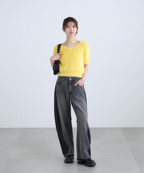 FREE'S MART（フリーズマート）の「◆前後２ＷＡＹシャギー半袖ニット（ニット/セーター・レディース・ネイビー/イエロー/ホワイト/グレー・FREE）」の20枚目の写真