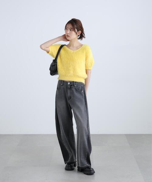 FREE'S MART（フリーズマート）の「◆前後２ＷＡＹシャギー半袖ニット（ニット/セーター・レディース・ネイビー/イエロー/ホワイト/グレー・FREE）」の22枚目の写真