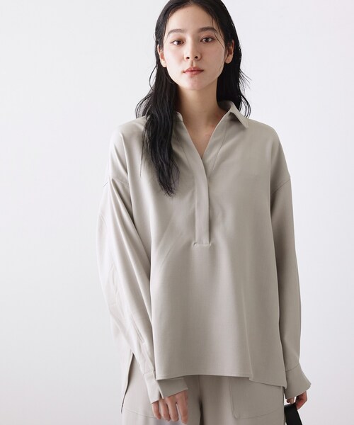 Dessin(デッサン)の「【2点セット・洗える】メランジツイルセットアップ(セットアップ・レディース・ネイビー/ナチュラル/ライトグレー・03/02/01/00)」の18枚目の写真