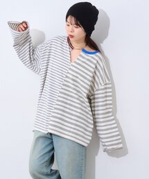 etsinta（エシンタ）の「【etsinta】マルチボーダーリメイクtee（Tシャツ/カットソー）」