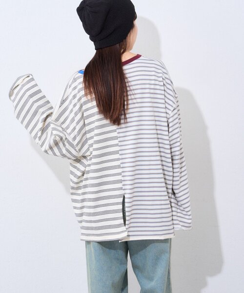 etsinta（エシンタ）の「【etsinta】マルチボーダーリメイクtee（Tシャツ/カットソー・レディース・オフホワイト/ネイビー・ONE SIZE）」の18枚目の写真