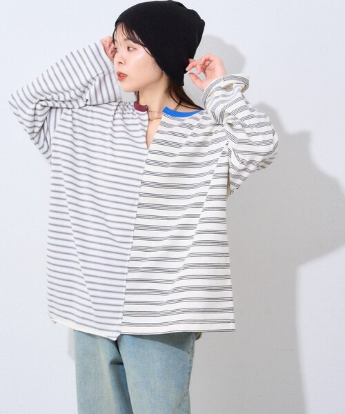 etsinta（エシンタ）の「【etsinta】マルチボーダーリメイクtee（Tシャツ/カットソー・レディース・オフホワイト/ネイビー・ONE SIZE）」の20枚目の写真