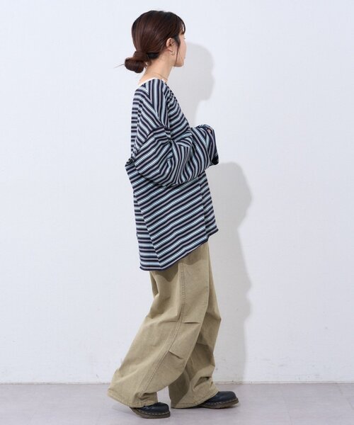 etsinta（エシンタ）の「【etsinta】マルチボーダーリメイクtee（Tシャツ/カットソー・レディース・オフホワイト/ネイビー・ONE SIZE）」の5枚目の写真