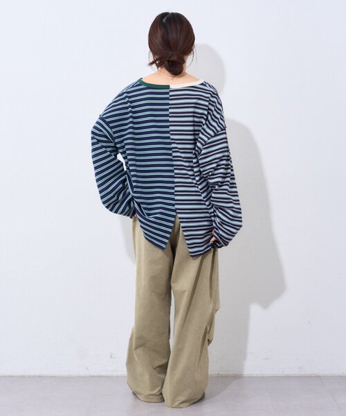 etsinta（エシンタ）の「【etsinta】マルチボーダーリメイクtee（Tシャツ/カットソー・レディース・オフホワイト/ネイビー・ONE SIZE）」の6枚目の写真