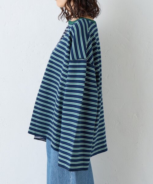 etsinta（エシンタ）の「【etsinta】マルチボーダーリメイクtee（Tシャツ/カットソー・レディース・オフホワイト/ネイビー・ONE SIZE）」の8枚目の写真