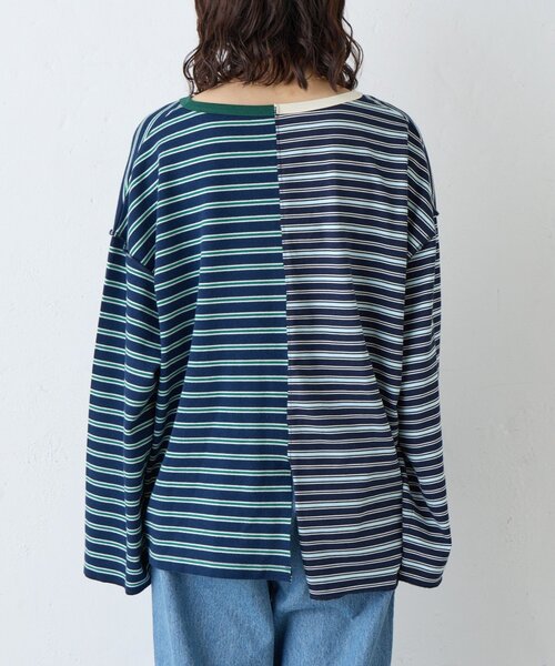 etsinta（エシンタ）の「【etsinta】マルチボーダーリメイクtee（Tシャツ/カットソー・レディース・オフホワイト/ネイビー・ONE SIZE）」の9枚目の写真