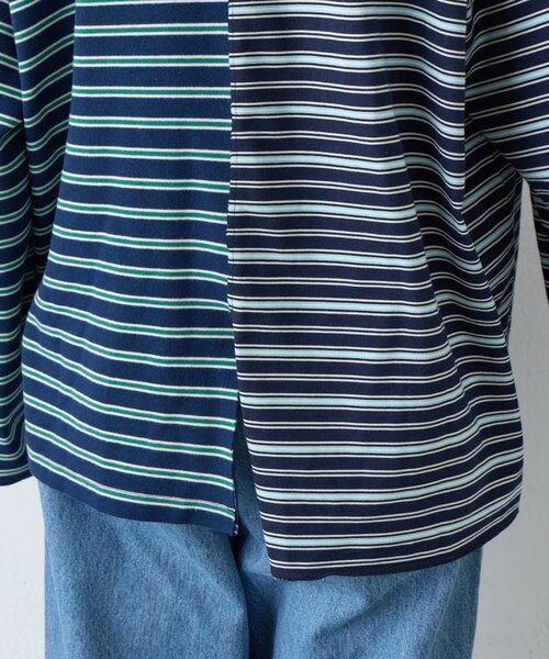 etsinta（エシンタ）の「【etsinta】マルチボーダーリメイクtee（Tシャツ/カットソー・レディース・オフホワイト/ネイビー・ONE SIZE）」の11枚目の写真